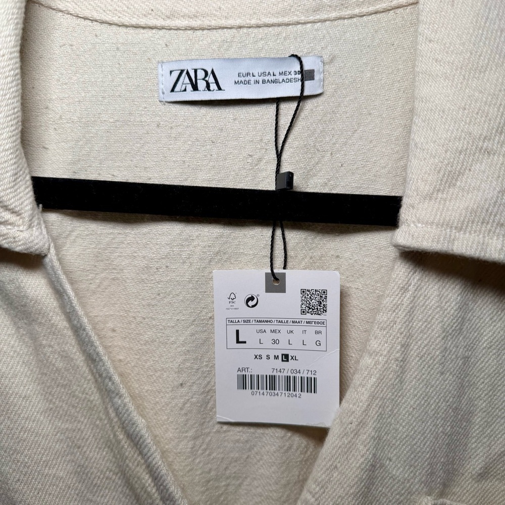 NWT Zara Langer Cream Utility‎ Overalls Jumpsuit Women's Size Large - Picture 4 of 7